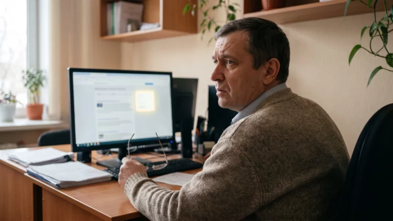 Владелец небольшой компании в раздумье отвёл взгляд от монитора, на котором открыт личный кабинет, в руке очки